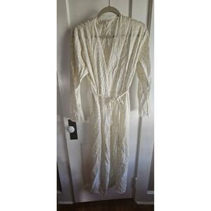 Victoria Secret wrap robe floral print 100%‎ cotton lace trim w/belt Sz XS